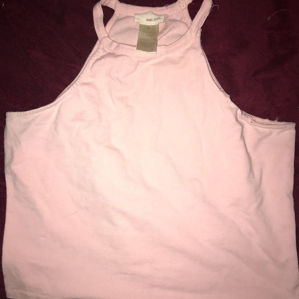 Pink halter crop top